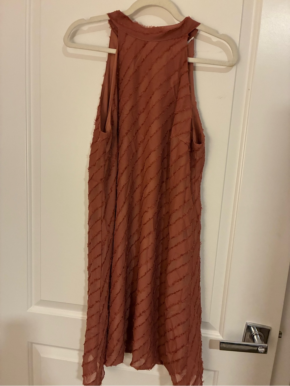 Sleeveless High-Low Shift Dress in Rust - Unbranded